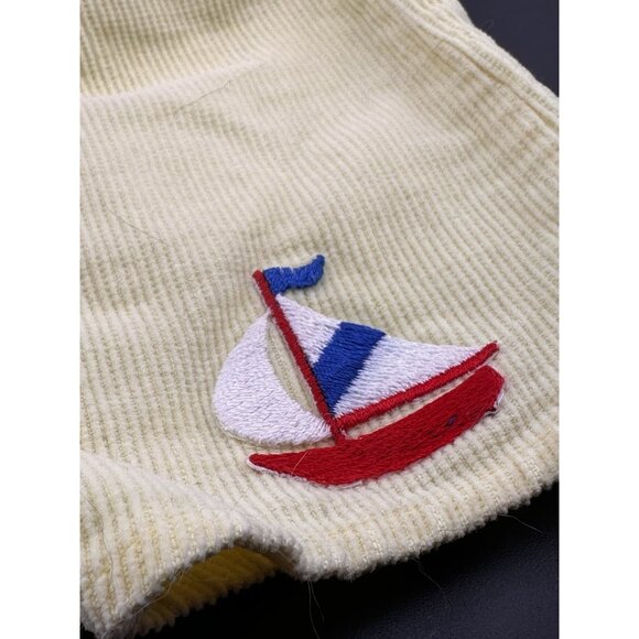 Cabbage Patch Kids Preemie Yellow Sailboat Overalls Jumper Corduroy Vtg 1984-1 - Picture 2 of 7